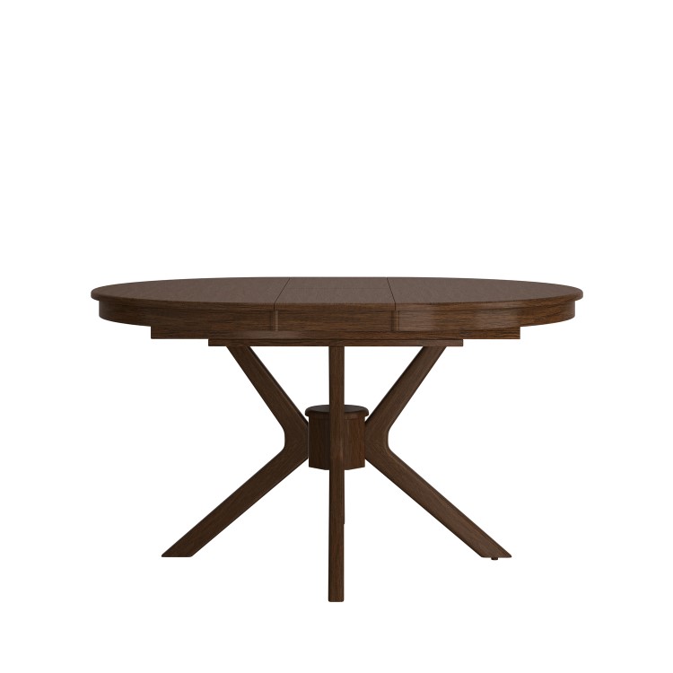 Round to Oval Walnut Extendable Dining Table Set with 4 Cream Upholstered Chairs - Seats 4 - Karie