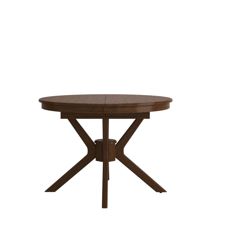 Round to Oval Walnut Extendable Dining Table Set with 4 Cream Upholstered Chairs - Seats 4 - Karie