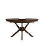 Round to Oval Walnut Extendable Dining Table Set with 4 Cream Upholstered Chairs - Seats 4 - Karie