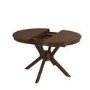 Round to Oval Walnut Extendable Dining Table Set with 4 Cream Upholstered Chairs - Seats 4 - Karie