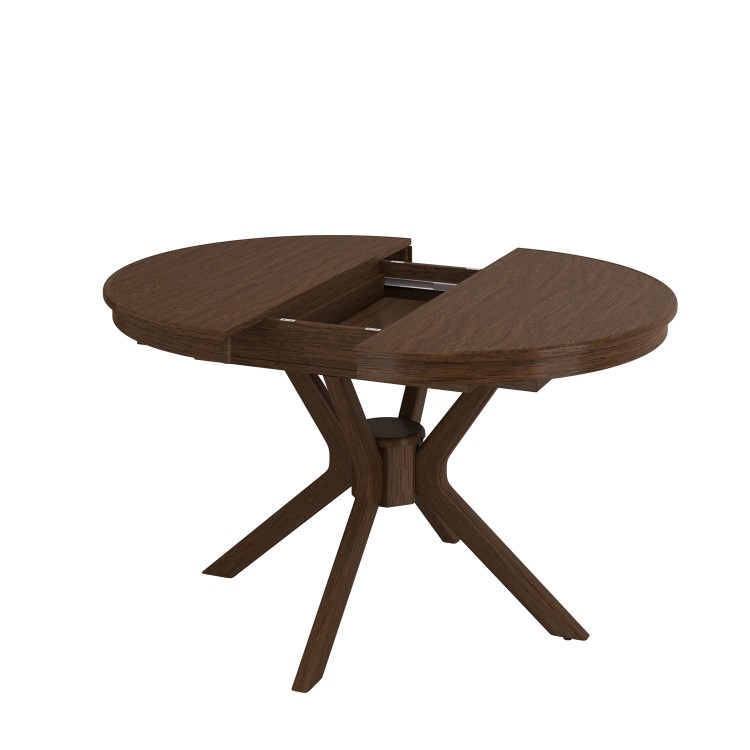 Round to Oval Walnut Extendable Dining Table Set with 4 Cream Upholstered Chairs - Seats 4 - Karie