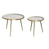 Round Side Tables -2- in Gold &amp; Taupe - Kaisa