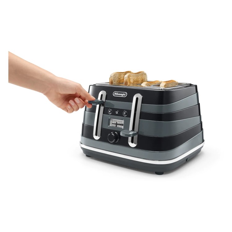 Delonghi Avvolta Four Slice Toaster - Black & Grey