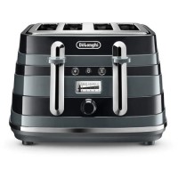 Delonghi Avvolta Four Slice Toaster - Black & Grey