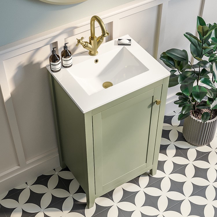 ONLY OPENED - 500mm Green Freestanding Vanity Unit with Basin - Kinsley
