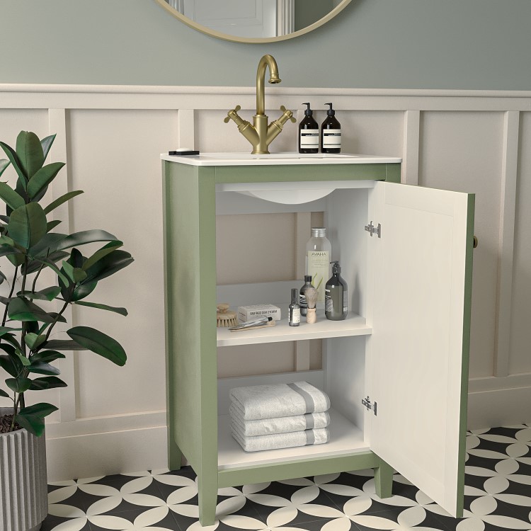 ONLY OPENED - 500mm Green Freestanding Vanity Unit with Basin - Kinsley