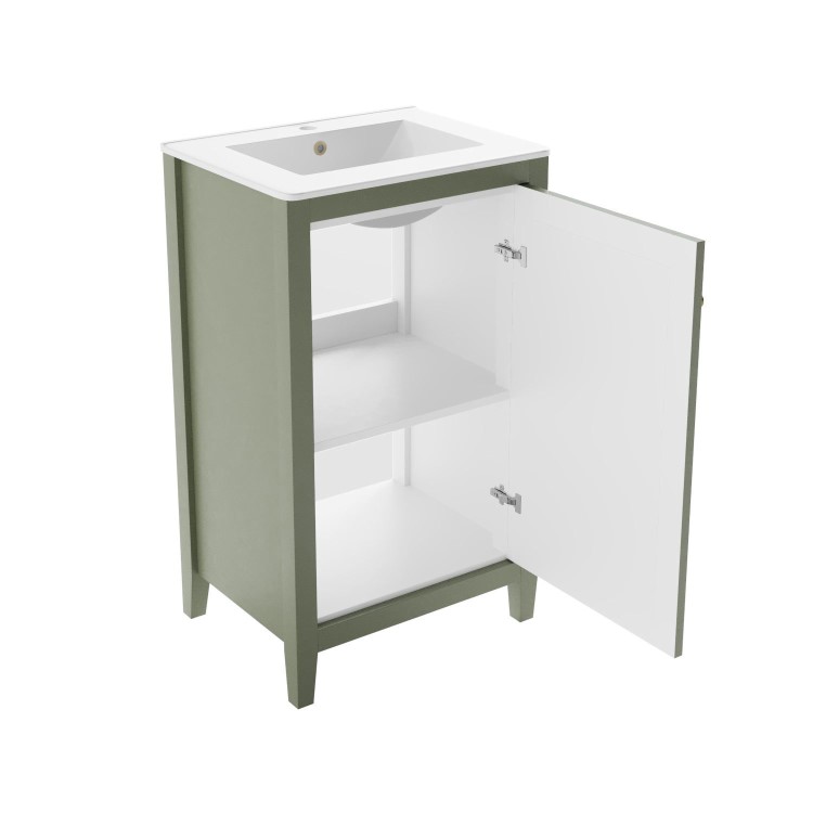 ONLY OPENED - 500mm Green Freestanding Vanity Unit with Basin - Kinsley