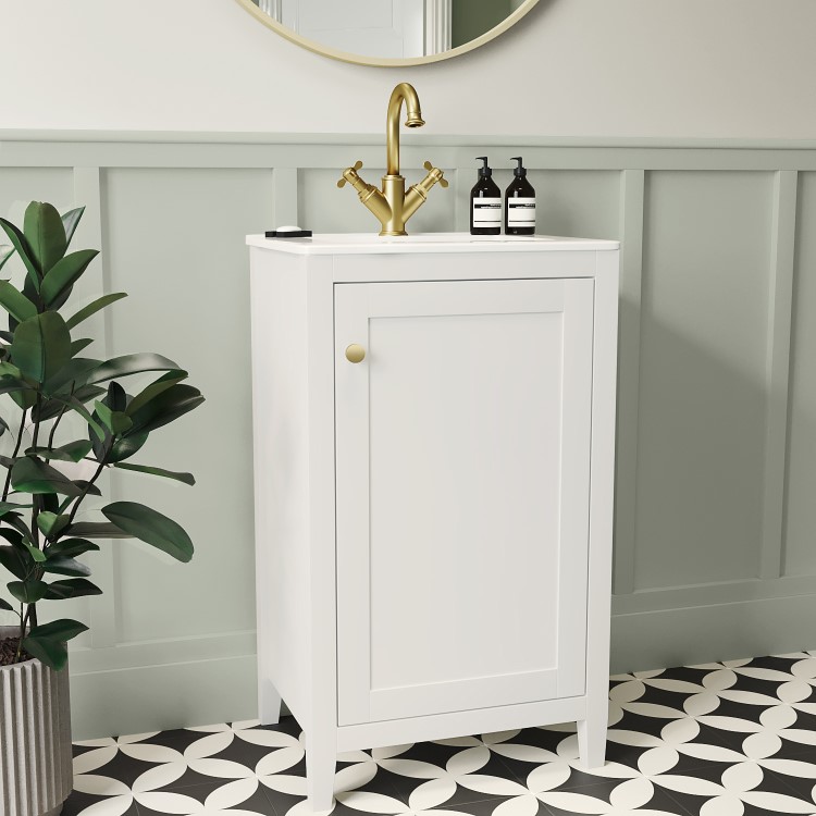 ALMOST PERFECT - 500mm White Freestanding Vanity Unit with Basin - Kinsley 