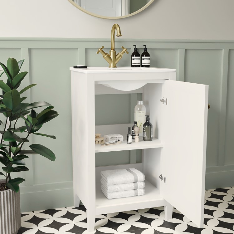 ALMOST PERFECT - 500mm White Freestanding Vanity Unit with Basin - Kinsley 
