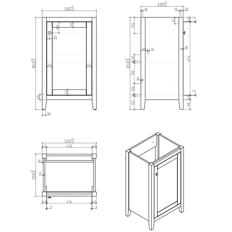 ALMOST PERFECT - 500mm White Freestanding Vanity Unit with Basin - Kinsley 