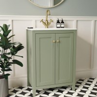 ONLY OPENED - 600mm Green Freestanding Vanity Unit with Basin - Kinsley