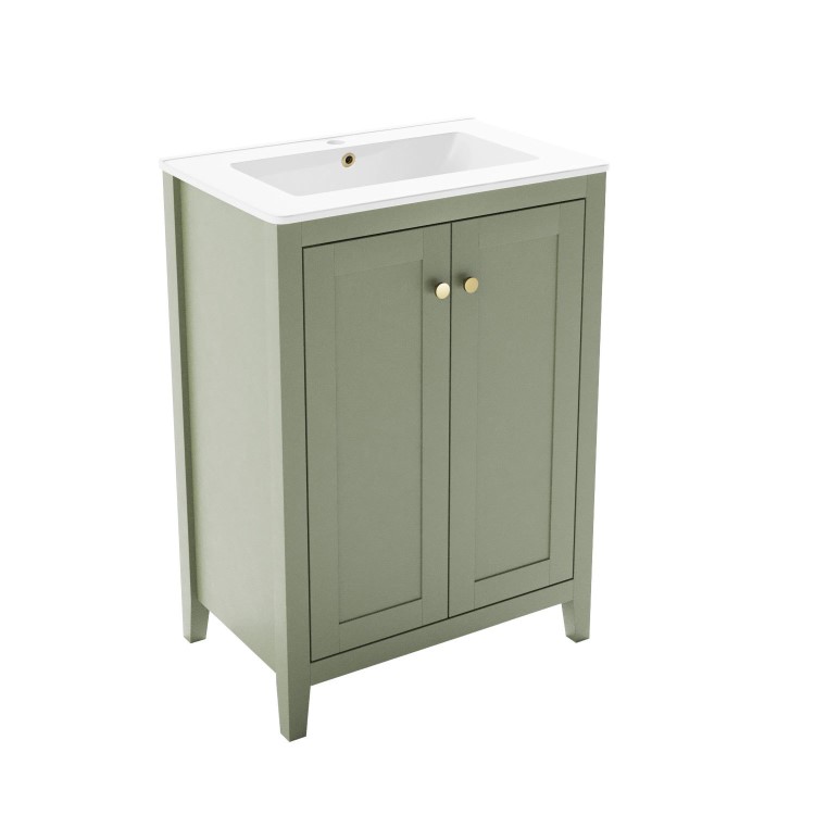 ONLY OPENED - 600mm Green Freestanding Vanity Unit with Basin - Kinsley