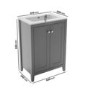 Grade A1 - 600mm Grey Freestanding Vanity Unit with Basin - Kinsley 