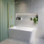 Freestanding Shower Bath Single Ended Left Hand Corner with Brass Bath Screen 1500 x 740mm - Kona