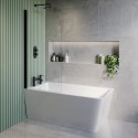 BUN/KONALH1500/89255 Freestanding Shower Bath Single Ended Left Hand Corner with Black Bath Screen 1500 x 740mm - Kona