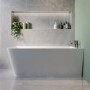 Freestanding Single Ended Right Hand Corner Shower Bath with Black Sliding Bath Screen 1500 x 740mm - Kona