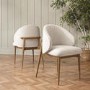 Set of 2 Beige Upholstered Curved Dining Chair with Solid Rustic Exposed Back - Kori