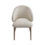 Set of 2 Beige Upholstered Curved Dining Chair with Solid Rustic Wood Exposed Back - Kori