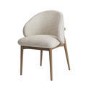Set of 2 Beige Upholstered Curved Dining Chair with Solid Rustic Wood Exposed Back - Kori