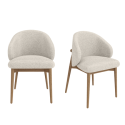BUN/KOR001A/98615 Set of 2 Beige Upholstered Curved Dining Chairs With Solid Oak Exposed Back - Kori