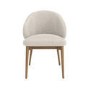 Set of 6 Beige Upholstered Curved Dining Chairs With Solid Oak Exposed Back - Kori