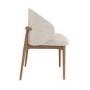 Set of 6 Beige Upholstered Curved Dining Chairs With Solid Oak Exposed Back - Kori