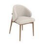 Set of 6 Beige Upholstered Curved Dining Chairs With Solid Oak Exposed Back - Kori