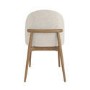 Set of 6 Beige Upholstered Curved Dining Chairs With Solid Oak Exposed Back - Kori