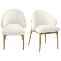 BUN/KOR003/93550 Set of 2 Cream Upholstered Curved Dining Chair with Limewash Solid Wood Exposed Back - Kori