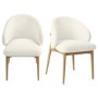 Set of 2 Cream Upholstered Curved Dining Chair with Limewash Solid Wood Exposed Back - Kori