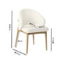 Set of 2 Cream Upholstered Curved Dining Chair with Limewash Solid Wood Exposed Back - Kori
