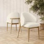 Set of 2 Cream Upholstered Curved Dining Chair with Limewash Solid Wood Exposed Back - Kori