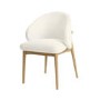 Set of 2 Cream Upholstered Curved Dining Chair with Limewash Solid Wood Exposed Back - Kori