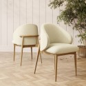 KOR003 Cream Upholstered Curved Dining Chair with Limewash Solid Wood Exposed Back - Kori