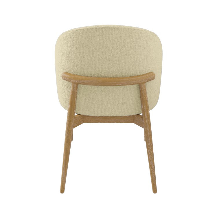 Set of 2 Cream Upholstered Curved Dining Chair with Limewash Solid Wood Exposed Back - Kori