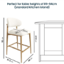 Set of 3 Cream Upholstered Curved Kitchen Stools with Limewash Solid Oak Exposed Back - Kori