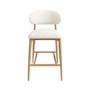 Set of 3 Cream Upholstered Curved Kitchen Stools with Limewash Solid Oak Exposed Back - Kori