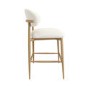 Set of 3 Cream Upholstered Curved Kitchen Stools with Limewash Solid Oak Exposed Back - Kori