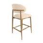 Set of 3 Cream Upholstered Curved Kitchen Stools with Limewash Solid Oak Exposed Back - Kori