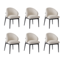 BUN/KOR005/95435 Set of 6 Cream and Black Upholstered Curved Dining Chairs with Wooden Exposed Back - Kori