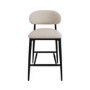 Set of 2 Cream and Black Upholstered Curved Kitchen Stools With Wooden Exposed Back - Kori