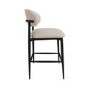 Set of 2 Cream and Black Upholstered Curved Kitchen Stools With Wooden Exposed Back - Kori