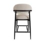Set of 2 Cream and Black Upholstered Curved Kitchen Stools With Wooden Exposed Back - Kori