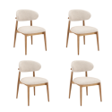 BUN/KOR007/96031 Set of 4 Beige Upholstered Curved Dining Chairs with Solid Rustic Wood Open Back - Kori