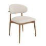 Set of 2 Beige Upholstered Curved Dining Chairs With Solid Wood Exposed Back - Kori