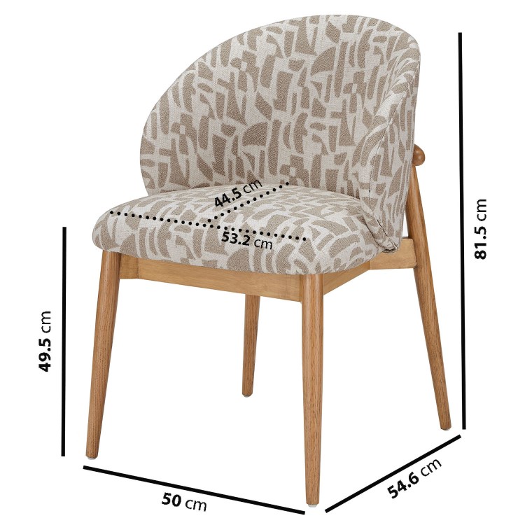 Weathered Oak Extendable Dining Table Set with 6 Beige Printed Chairs -  Mia