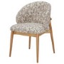 Weathered Oak Extendable Dining Table Set with 6 Beige Printed Chairs -  Mia