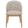Weathered Oak Extendable Dining Table Set with 6 Beige Printed Chairs -  Mia