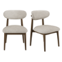 Set of 2 Walnut and Beige Upholstered Curved Dining Chairs with Open Back - Kori