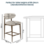 Set of 2 Walnut and Beige Upholstered Curved Kitchen Stools with Open Back - Kori